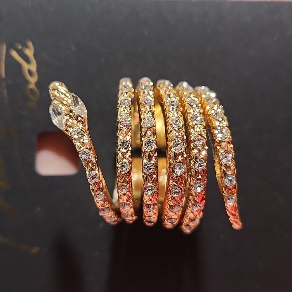 THALIA Sodi Goldtone Bling Wrap Around Snake Ring Costume Jewelry